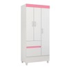 Guarda-Roupa Wind 3 Portas Branco/Rosa/Branco - Demóbile
