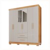 Guarda-Roupa Casal Diamante Premium 6 Portas 2 Gavetas com Pés e Espelho Cinamomo/Off White - Pnr Móveis