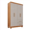 Guarda-Roupa Solteiro Diamante Premium 4 Portas 2 Gavetas com Pé Cinamomo/Off White - Pnr Móveis