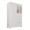Guarda-Roupa Diamante Premium 4 Portas 2 Gavetas com Pés e Espelho Branco - Pnr Móveis