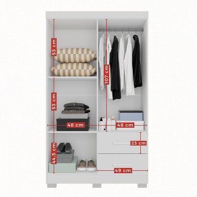 Guarda-Roupa Diamante Premium 4 Portas 2 Gavetas com Pés e Espelho Branco - Pnr Móveis