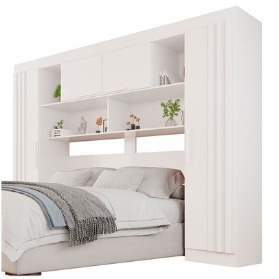 Guarda-Roupa Solteiro Modulado Zurique 4 Portas Ripado Branco - Pnr Móveis