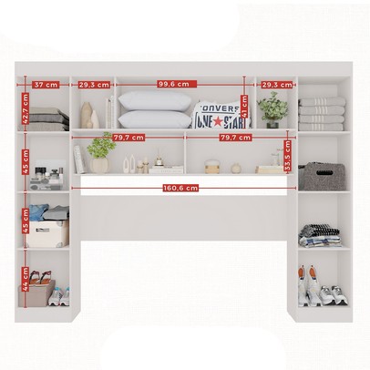 Guarda-Roupa Solteiro Modulado Zurique 4 Portas Ripado Branco - Pnr Móveis