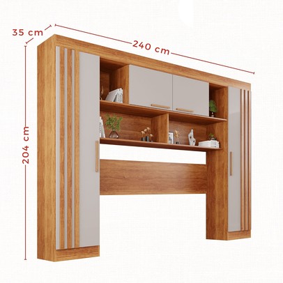 Guarda-Roupa Solteiro Modulado Zurique 4 Portas Ripado Cinamomo/Off White - Pnr Móveis