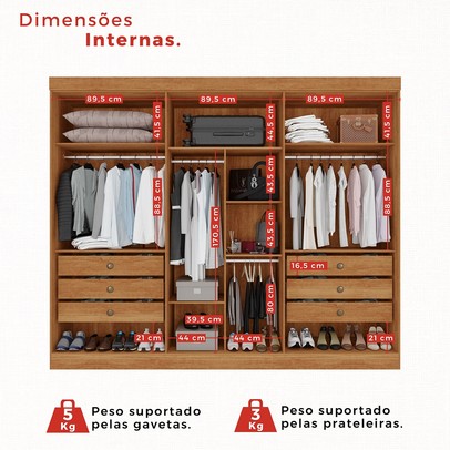 Guarda-Roupa Casal Eldorado Premium 6 Portas 6 Gavetas Cinamomo - Pnr Móveis