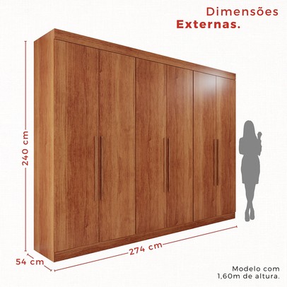 Guarda-Roupa Casal Eldorado Premium 6 Portas 6 Gavetas Cinamomo - Pnr Móveis