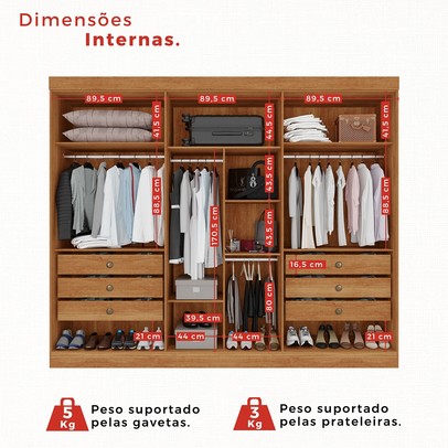 Guarda-Roupa Casal Eldorado Premium 6 Portas 6 Gavetas Cinamomo/Off White - Pnr Móveis