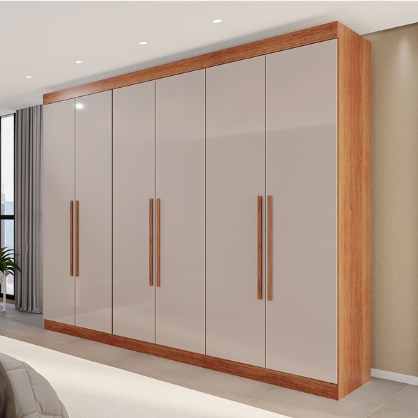 Guarda-Roupa Casal Eldorado Premium 6 Portas 6 Gavetas Cinamomo/Off White - Pnr Móveis