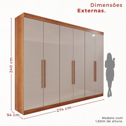 Guarda-Roupa Casal Eldorado Premium 6 Portas 6 Gavetas Cinamomo/Off White - Pnr Móveis