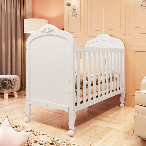 Berço Americano 3 em 1 Elô 100% Mdf Branco Brilho - Móveis Peroba