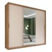 Guarda-Roupa Casal Dalila 3 Portas 4 Gavetas 5 Prateleiras com 1 Porta Espelho 100% Mdf Amêndola/Off-White - Demóbile