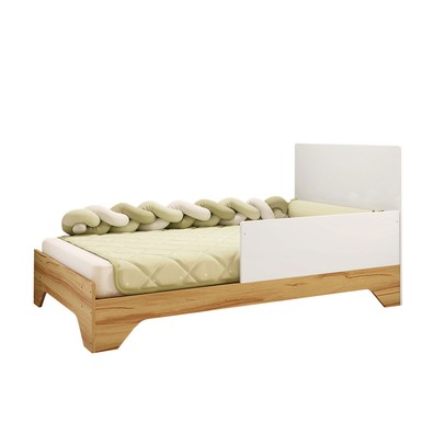 Berço Americano 3 em 1 Popy Retrô 100% Mdf Branco Brilho/Amêndoa - Móveis Peroba