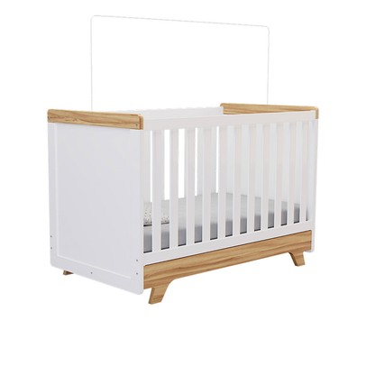 Berço Americano 2 em 1 Retrô 100% Mdf Branco Brilho/Amêndoa - Móveis Peroba