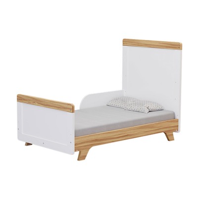 Berço Americano 2 em 1 Retrô 100% Mdf Branco Brilho/Amêndoa - Móveis Peroba