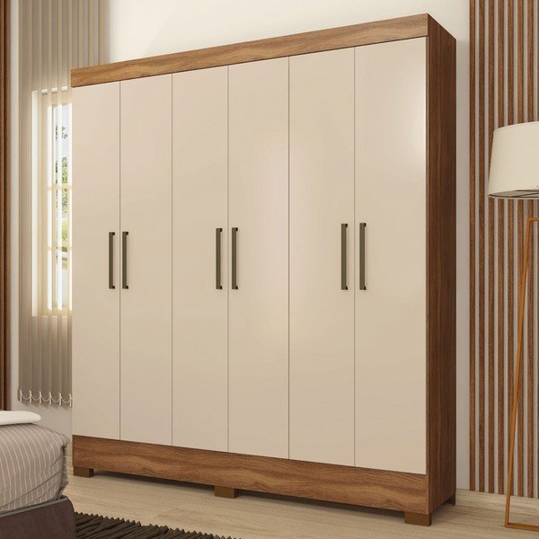 Guarda-Roupa Vero 6 Portas Amêndola/Off-White - Demóbile