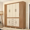 Guarda-Roupa Casal New Realce 8 Portas 3 Gavetas Amêndola/Off-White Demóbile