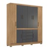 Guarda-Roupa Casal New Realce 8 Portas 3 Gavetas Amêndola/Grafito - Demóbile