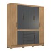 Guarda-Roupa Casal New Realce 8 Portas 3 Gavetas Amêndola/Grafito - Demóbile