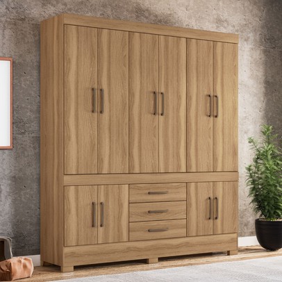 Guarda-Roupa Casal New Murano 10 Portas 3 Gavetas Amêndola/Touch - Demóbile