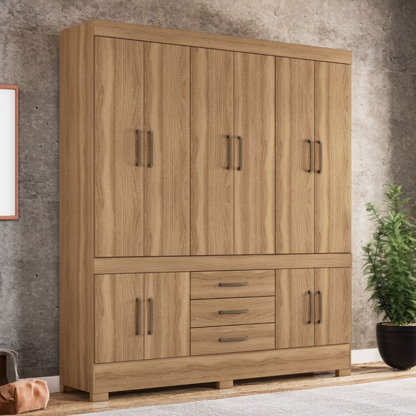 Guarda-Roupa Casal New Murano 10 Portas 3 Gavetas Amêndola/Touch - Demóbile