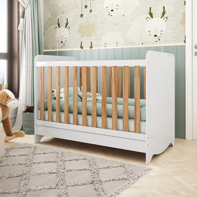 Berço Americano 3 em 1 Ben 100% Mdf Brilho/Amêndoa - Móveis Peroba