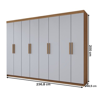 Guarda-Roupa Casal Aurora 8 Portas 4 Gavetas Marrocos/Off White - Panorama Móveis