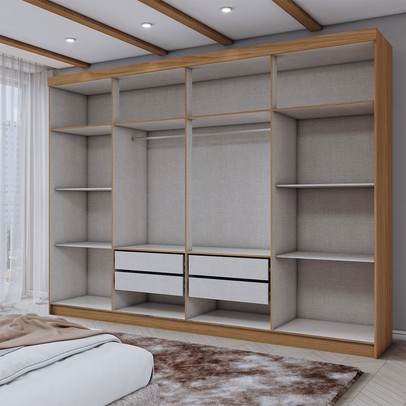 Guarda-Roupa Casal Aurora 8 Portas 4 Gavetas Marrocos/Off White - Panorama Móveis