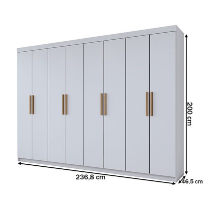Guarda-Roupa Casal Aurora 8 Portas 4 Gavetas Branco Neve - Panorama Móveis