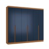Guarda-Roupa Casal 6 Portas 4 Gavetas R582 Canela/Azul - Kappesberg