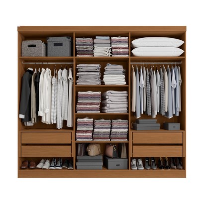 Guarda-Roupa Casal 6 Portas 4 Gavetas R582 Canela/Azul - Kappesberg