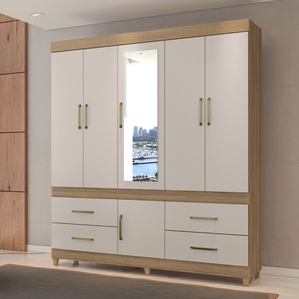 Guarda-Roupa Guarujá 6 Portas Amêndola/Off-White - Demóbile