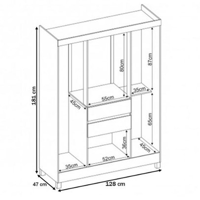 Guarda-Roupa Casal Ecom Ii 6 Portas Amêndola - Demóbile