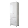 Guarda-Roupa de Bebê Júnior New 2 Portas 3 Gavetas 100% Mdf Branco Brilho - Móveis Peroba