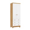 Guarda-Roupa de Bebê Júnior New 2 Portas 3 Gavetas 100% Mdf Branco Brilho/Amêndoa - Móveis Peroba