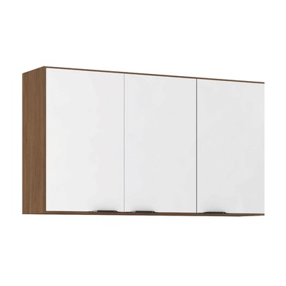 Armário Aéreo Cozinha Firenze 120cm 3 Portas Amêndola/Branco - Demóbile