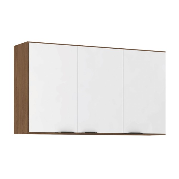 Armário Aéreo Cozinha Firenze 120cm 3 Portas Amêndola/Branco - Demóbile