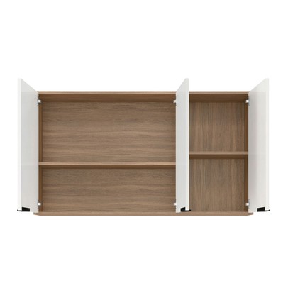 Armário Aéreo Cozinha Firenze 120cm 3 Portas Amêndola/Branco - Demóbile