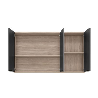 Armário Aéreo Cozinha Firenze 120cm 3 Portas Avena/Grafito - Demóbile