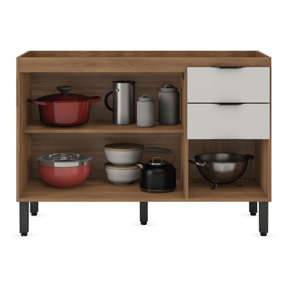 Balcão de Cozinha para Pia 120cm Firenze Amêndola/Nude Prime Tx - Demóbile