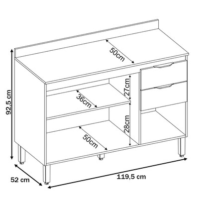 Balcão Firenze com Tampo 120cm Amêndola/Nude Prime Tx - Demóbile