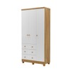 Guarda-Roupa de Bebê Júnior New 3 Portas 3 Gavetas 100% Mdf Branco Brilho/Amêndoa - Móveis Peroba