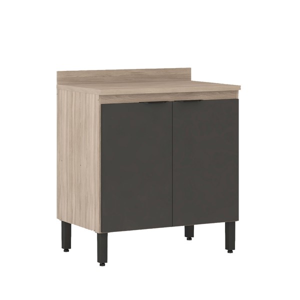 Balcão de Cozinha 80cm Firenze 2 Portas Avena/Grafito - Demóbile