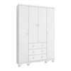 Guarda-Roupa de Bebê Júnior New 4 Portas 3 Gavetas 100% Mdf Branco Brilho - Móveis Peroba