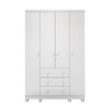 Guarda-Roupa de Bebê Júnior New 4 Portas 3 Gavetas 100% Mdf Branco Brilho - Móveis Peroba