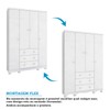Guarda-Roupa de Bebê Júnior New 4 Portas 3 Gavetas 100% Mdf Branco Brilho - Móveis Peroba