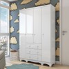 Guarda-Roupa de Bebê Júnior New 4 Portas 3 Gavetas 100% Mdf Branco Brilho - Móveis Peroba