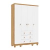 Guarda-Roupa de Bebê Júnior New 4 Portas 3 Gavetas 100% Mdf Branco Brilho/Amêndoa - Móveis Peroba
