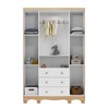 Guarda-Roupa de Bebê Júnior New 4 Portas 3 Gavetas 100% Mdf Branco Brilho/Amêndoa - Móveis Peroba