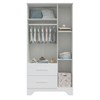 Guarda-Roupa de Bebê Popy Retrô 3 Portas 2 Gavetas 100% Mdf 3 Prateleiras Branco Brilho - Móveis Peroba