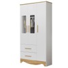 Guarda-Roupa de Bebê Popy Retrô 3 Portas 2 Gavetas 100% Mdf 3 Prateleiras Branco/Amêndoa - Móveis Peroba